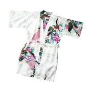 KDFJPTH Satin Robes Toddler Bathrobe Girls Kimono Sleepwear Clothes Floral Kid Girls Coat\u0026jacket